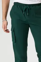 Men Drawstring Cargo Skinny Pants in Sea Green, XXL