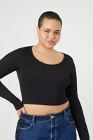 Women's Seamless Crop Top in Black, 2X