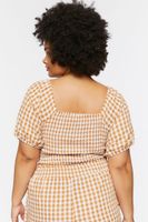 Women's Gingham Crop Top in Maple/White, 0X