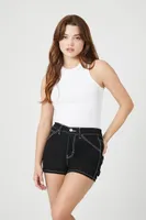 Women's Twill Contrast-Seam Shorts Small