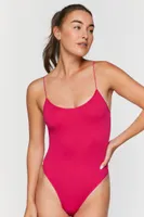 Women's Seamless Ribbed Bodysuit in Hibiscus Medium