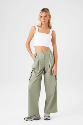 Women's Wide-Leg Cargo Pants in Olive Small