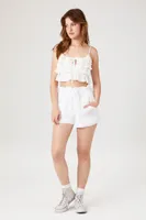 Women's Ruffle-Tiered Cropped Cami in White, XL