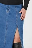 Women's Frayed Denim Maxi Skirt , 1X