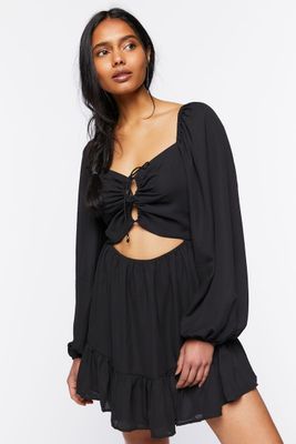 Women's Cutout Lace-Up Mini Dress Black