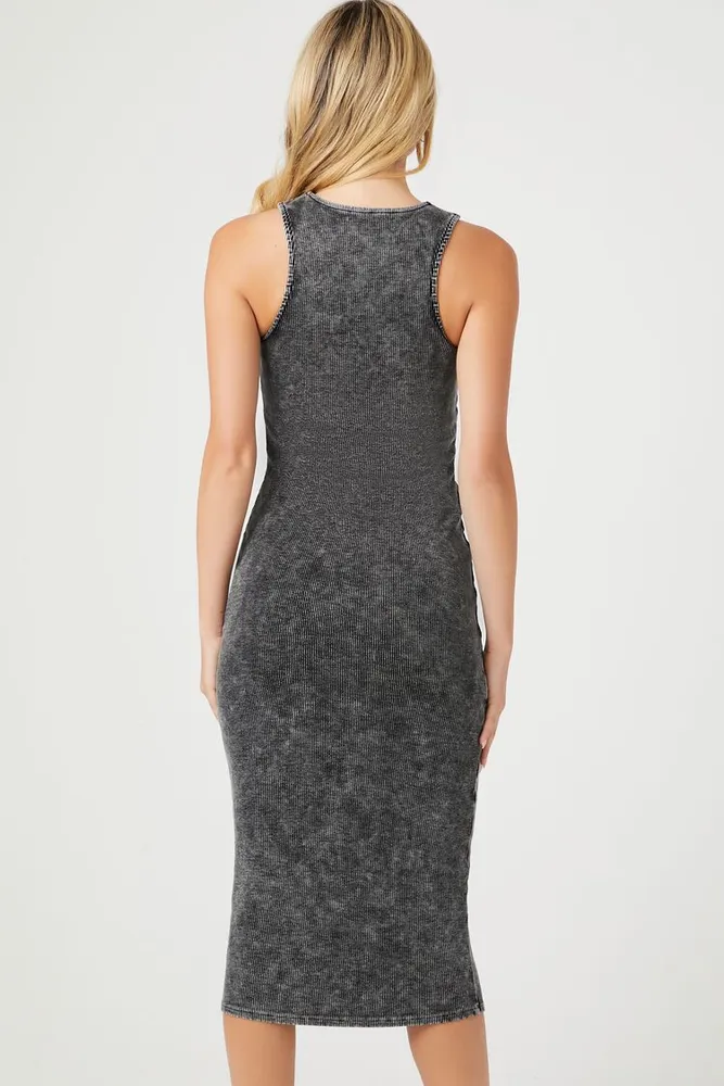 Women's Rhinestone Midi Bodycon Tank Dress in Black Large
