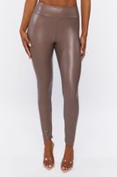 Women's Faux Leather High-Rise Leggings in Shiitake Medium