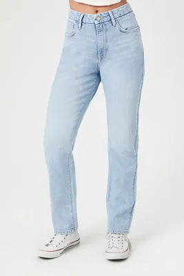 Women's Curvy Mid-Rise Straight-Leg Jeans Denim,