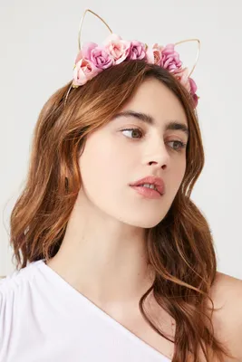 Floral Cat-Ear Headband in Pink