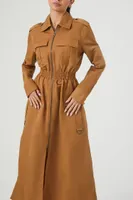 Women's Long-Sleeve Maxi Shirt Dress in Cigar Small