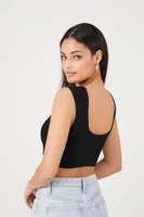 Women's Sweater-Knit Cropped Tank Top in Black, XS