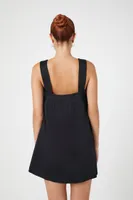 Women's Mini Cotton-Blend Shift Dress Black