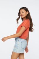 Women's French Terry Cropped Pullover in Red Medium