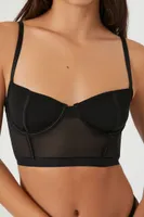 Women's Mesh Corset Bra in Black Small