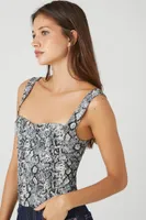 Women's Snake Print Bustier Top Black/White