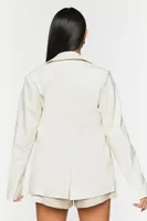 Women's Faux Croc Leather Blazer in Ivory Medium