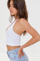 Women's Seamless Ribbed Knit Halter Top in White Large