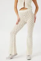 Women's Crochet Mid-Rise Flare Pants in Vanilla, XL