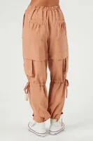 Women's Paperbag Drawstring Cargo Joggers in Orange Medium