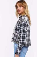 Women's Reworked Mixed Plaid Flannel Shirt in White Small