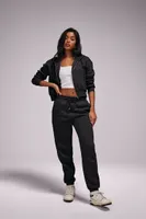 Women's Fleece Drawstring Joggers in Black Medium