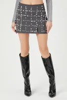 Women's Faux Gem Mini Skirt in Grey Medium