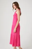 Women's Caged Midi Tank Dress in Magenta Large