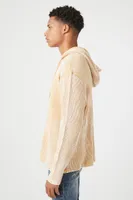 Men Garment Wash Drawstring Hoodie in Camel Large