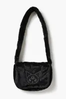 Women's Faux Fur Kuromi Crossbody Bag in Black