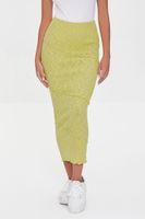 Women's Ribbed Lettuce-Edge Pencil Skirt in Lime Large