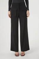 Women's High-Rise Trouser Pants in Black, XS