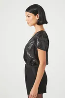 Women's Sequin Surplice Crop Top