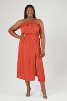 Women's Ruffle Cami Maxi Dress in Rust, 3X