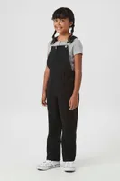 Girls Twill Overalls (Kids) in Black, 13/14