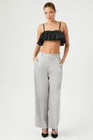 Women's Satin Wide-Leg Trousers in Grey Large