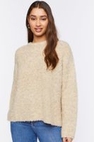 Women's Fuzzy Knit Long Sleeve Sweater in Taupe Medium