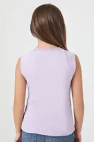 Girls Lace-Trim Sleeveless Top (Kids) in Purple, 11/12