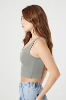 Women's Cropped Rib-Knit Tank Top in Tea Small