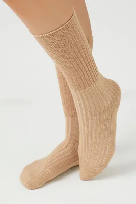 Cotton-Blend Crew Socks in Warm Sand
