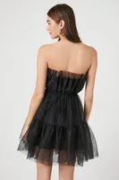 Women's Mesh Strapless Mini Dress in Black Large