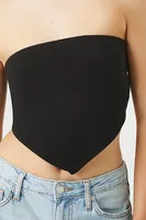 Women's Handkerchief Cropped Tube Top in Black Large