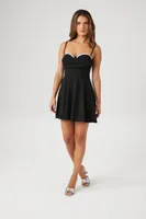 Women's Rhinestone Lace-Up Mini Dress in Black/Silver Small