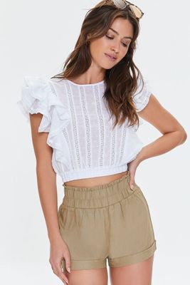 Women's Smocked Linen-Blend Shorts