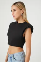 Women's Padded Cropped T-Shirt in Black Medium