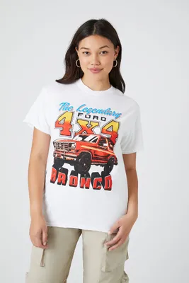 Women's Ford Bronco Oversized Graphic T-Shirt in White, Size S/M