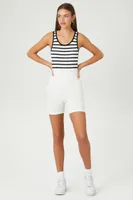 Women's Seamless Striped Romper in White/Black, M/L