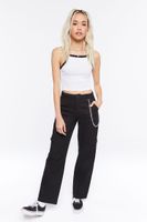 Women's Cropped Ringer Cami in White/Black Medium