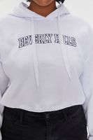 Women's Embroidered Beverly Hills Hoodie in White, 2X