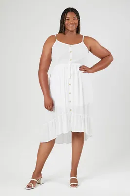 Women's High-Low Cami Maxi Dress in White, 3X