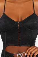 Women's Lace Hook-and-Eye Bustier Crop Top in Black Medium